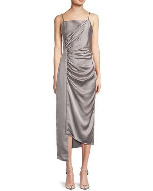 MILLY Lilliana Satin Draped Slip Dress - Grey