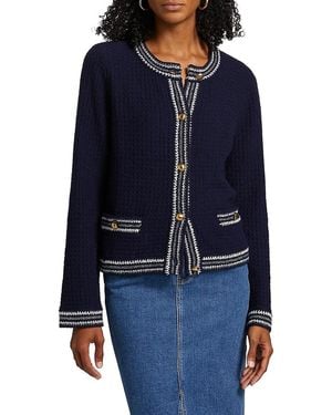 Design History Contrast-Trim Cardigan - Blue