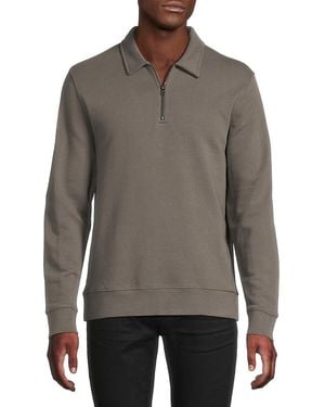 Vince French Terry Zip Up Pullover - Grey