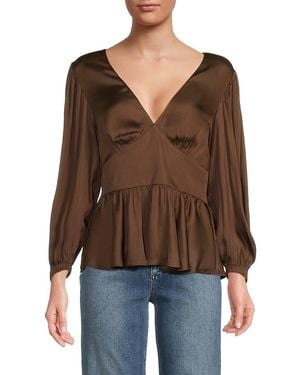 10 Crosby Derek Lam Savannah Plunging V-Neck Top - Brown