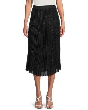 Wdny Speckled Accordion Pleat Midi Skirt - Black