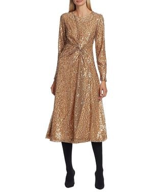 Tahari The Selma Sequined Midi-Dress - Natural