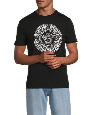 Versace Logo Cotton T-Shirt - Black