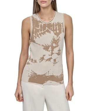 DKNY Abstract Knit Tank - White