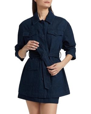 Saks Fifth Avenue Denim Belted Jacket - Blue