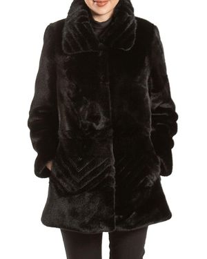BELLE FARE BY MING YANG Chevron Faux Fur Jacket - Black
