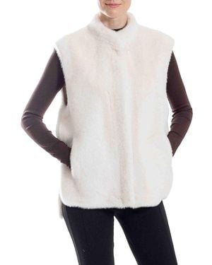 Belle Fare Faux Mink Stand Collar Vest - White