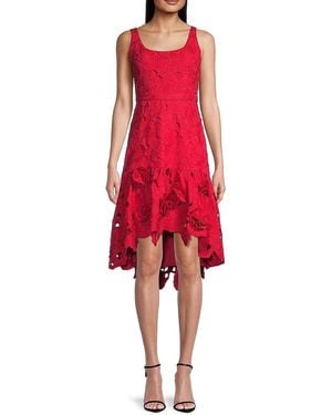 Emanuel Ungaro Abigail Cut-Out Floral Cotton High-Low Dress - Red