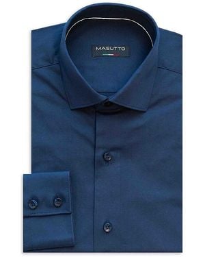 MASUTTO Classic Fit Solid Dress Shirt - Blue