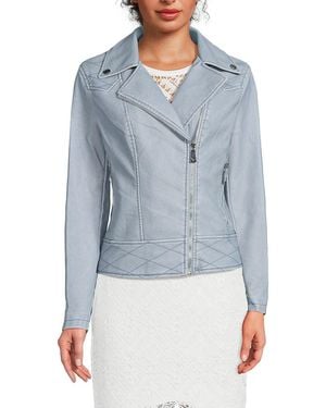 Guess Ivonne Faux Leather Biker Jacket - Natural