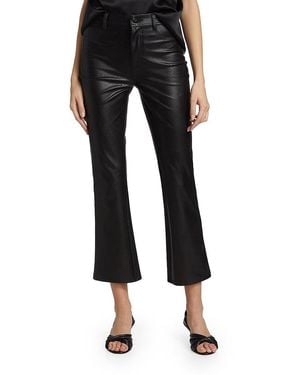 PAIGE Claudine High-Rise Cropped Ankle Flare Faux Leather Jeans - Black