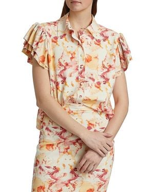 La Petite Robe Di Chiara Boni Jin Floral Flutter-Sleeve Blouse - Multicolour