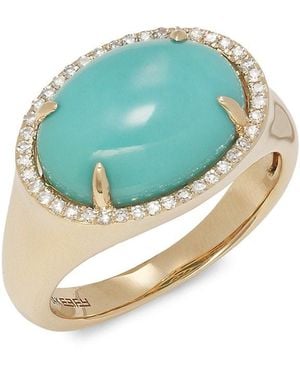 Effy 14K, & 0.16 Tcw Diamond Ring - Blue