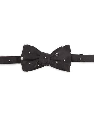 McQueen Mixed Print Silk Pre-Tied Bow Tie - Black