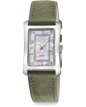Gv2 Luino 29mm Stainless Steel, Diamond & Leather Strap Watch - Green