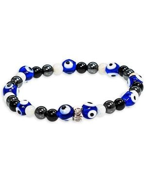jean claude Sterling & Mix Beaded Bracelet - Blue