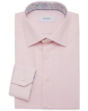 Eton Textured Cotton-Blend Dress Shirt - Pink