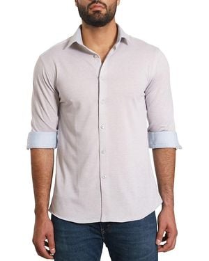 Jared Lang Trim Fit Contrast Cuff Sport Shirt - White