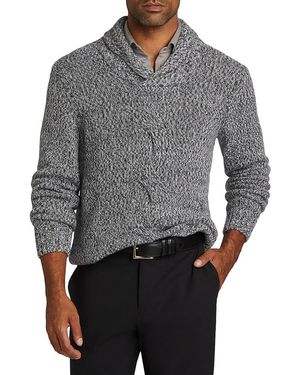 Saks Fifth Avenue Collection Twisted Yarn Shawl Pullover Sweater - Gray