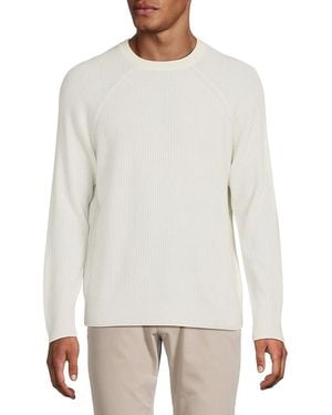 Saks Fifth Avenue 100% Cashmere Ribbed Crewneck Sweater - White