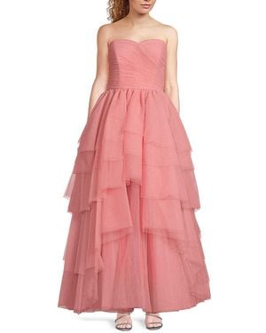 Zac Posen Strapless Tiered Tulle Gown - Pink