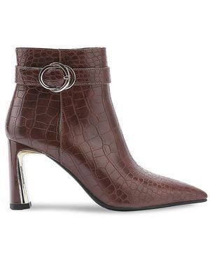 Lady Couture Groovy Embossed Faux Leather Ankle Boots - Brown