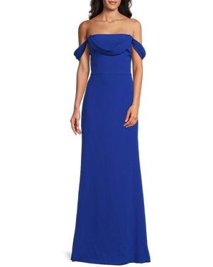Vera Wang Andree Off-The-Shoulder Gown - Blue