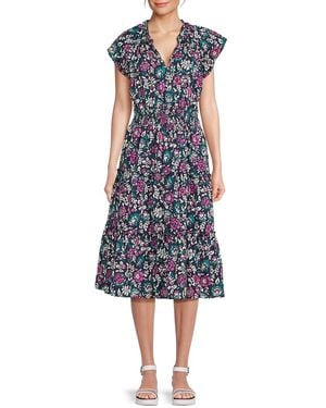 Rails Amellia Floral A-Line Midi-Dress - Blue