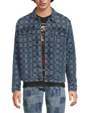 PRPS Takaora Monogram Cotton Shirt Jacket - Blue