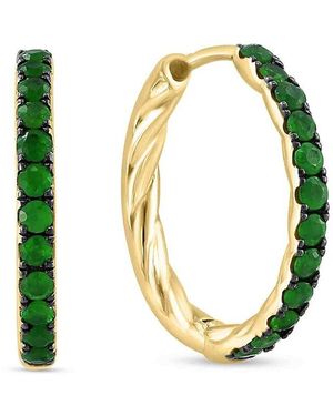 Saks Fifth Avenue 14K Goldplated Sterling & Emerald Twist Hoop Earrings - Blue