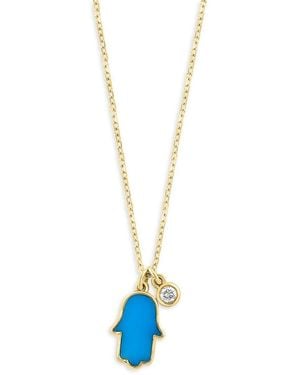 Saks Fifth Avenue 14K, & Diamond Hamsa Pendant Necklace - Blue