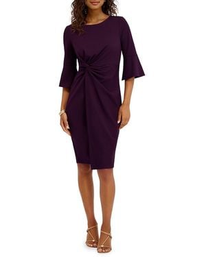 Kensie Knot Front Sheath Midi-Dress - Black