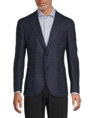 Lubiam Plaid Silk & Virgin Wool Modern-Fit Sport Coat - Blue