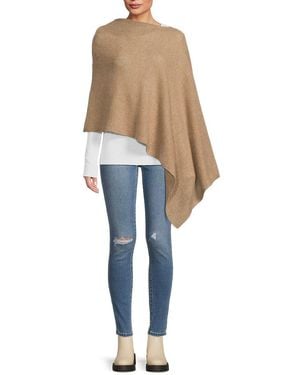 Portolano High Low Cashmere Poncho - White