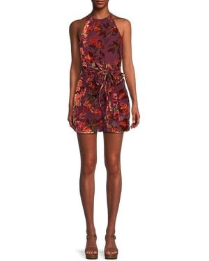 Amanda Uprichard Selah Floral Velvet Minidress - Red