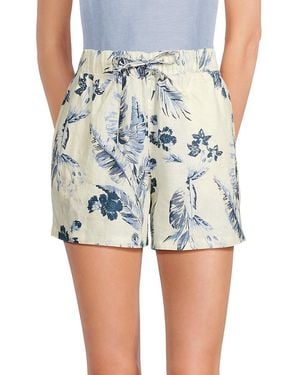 Saks Fifth Avenue Floral 100% Linen Shorts - Blue
