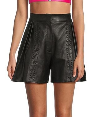 McQueen Couture Stitched Lambskin Leather High-Rise Shorts - Black