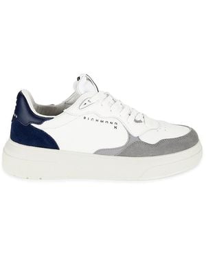 John Richmond Suede Trim Low Top Court Trainers - Blue