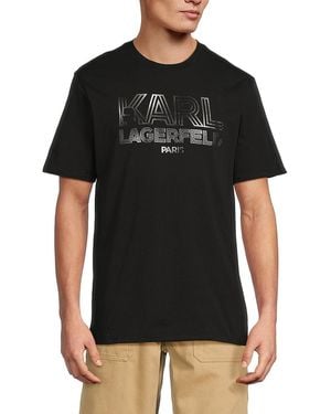 Karl Lagerfeld Logo Graphic Cotton T-Shirt - Black
