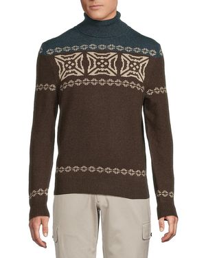 Isaia Fair Isle Turtleneck Cashmere Sweater - Black