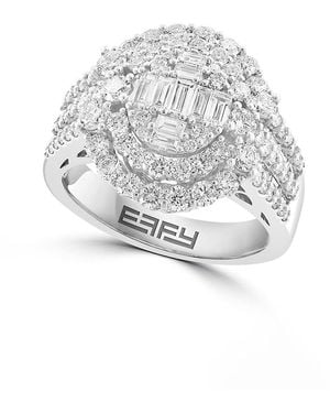 Effy Emerald-Cut Diamond Pavé Ring - White