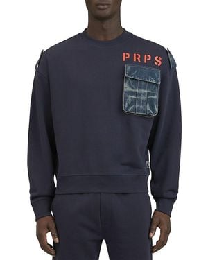 PRPS Sandai Textured Logo Cotton Sweatshirt - Blue