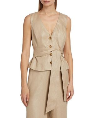 Toccin Adele Tie Front Linen Vest - Natural