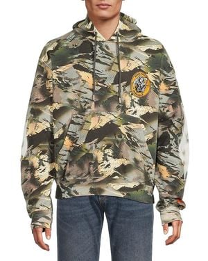 Heron Preston Camo Print Cotton Hoodie - Grey