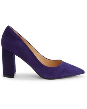 Saks Fifth Avenue 80Mm Winnie Block Heel Suede Court Shoes - Blue