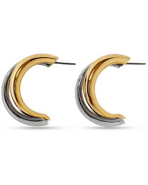Fifth & Dune Two-Tone Steel Half-Hoop Earrings - Metallic