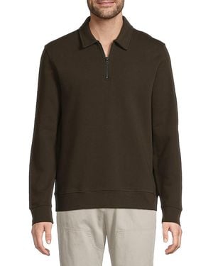 Vince French Terry Zip Up Pullover - Green