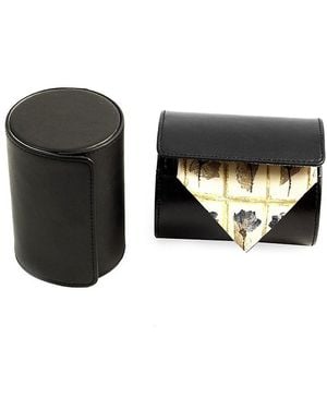 Bey-berk Cylindrical Leather Travel Tie Case - Black