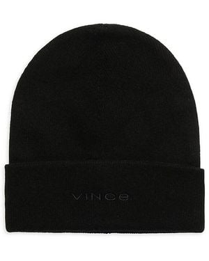 Vince Ribbed Merino Wool Blend Beanie - Black