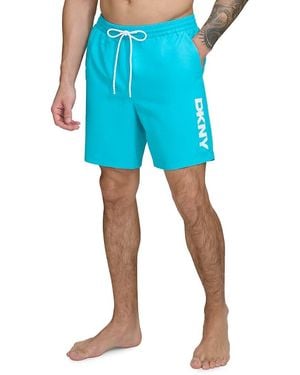 DKNY Swim Logo Standard Fit Swim Shorts - Blue
